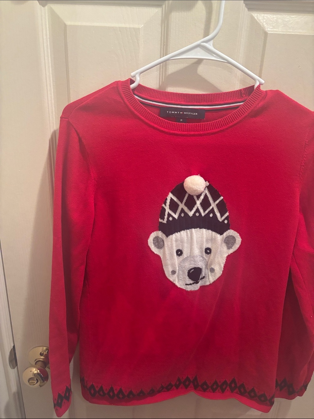 Tommy Hilfiger Red Polar Bear Knit Holiday Sweater, kids medium never worn